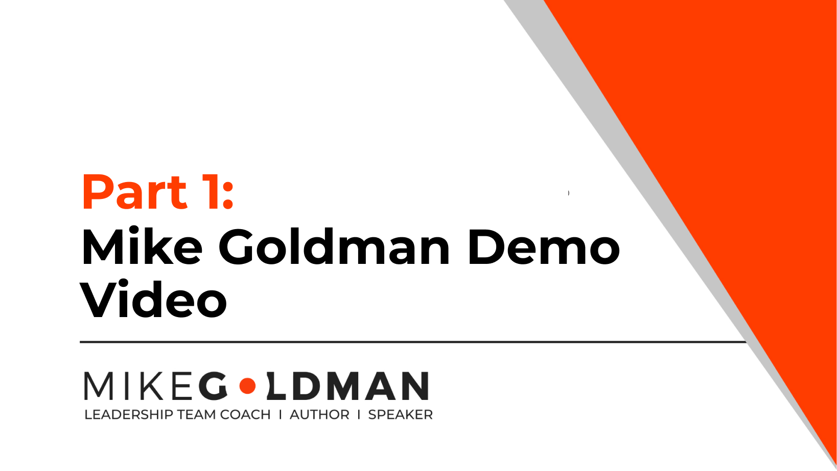 Mike Goldman Demo Video